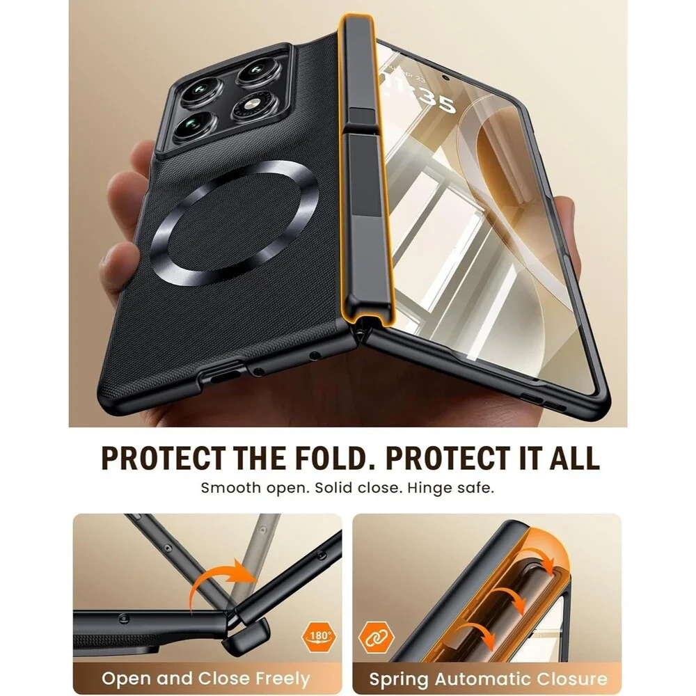 Motorola Razr Fold 2026 Leather MagSafe Case Invis Ring Stand Hinge Protection